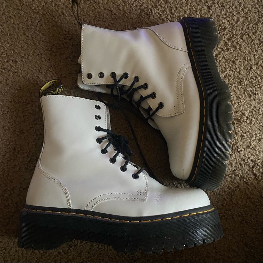 Smooth Leather Platform Doc Martens Boots